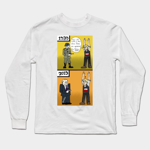 Poland Then and Now Long Sleeve T-Shirt by Felipe.Makes.Cartoons